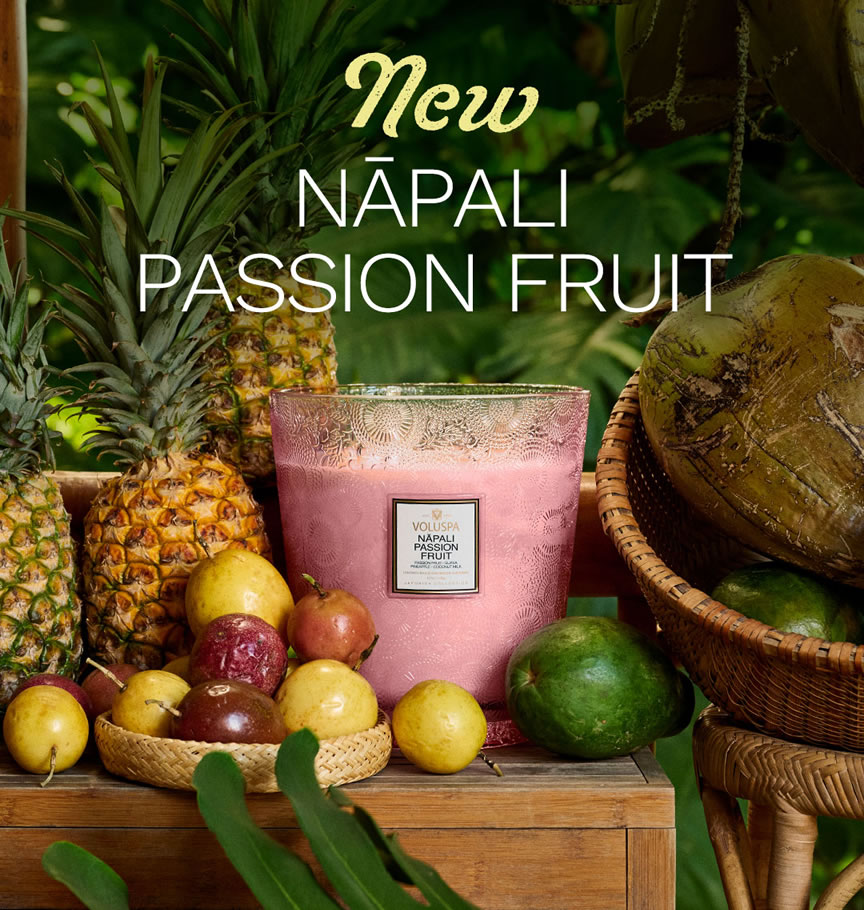 Lançamento Voluspa: Fuja para o Paraíso com a Nova Coleção Nāpali Passion Fruit